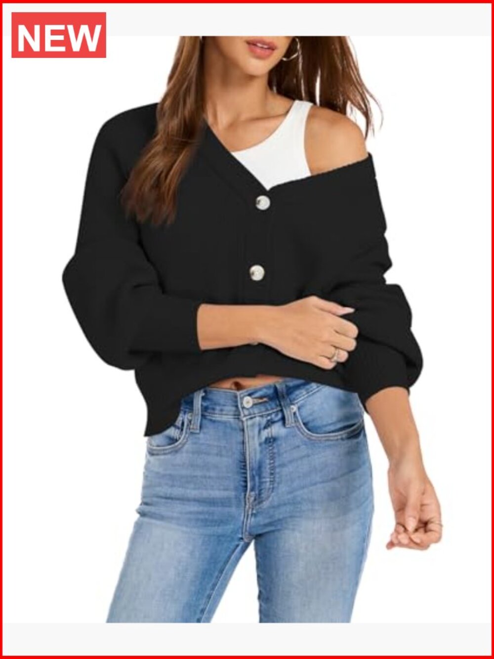 Chunky Knit Open Front Cardigan Long Sleeve Button Down Loose Fit Oversized - Picture 3 of 4